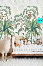 Baby Boy Nursery Jungle Wallpaper Peel And Stick Mural Remove Wallpaper Banana Leaf Wallpaper Removable Kids Room Wallpaper Animals 159 Jungle Wallpaper Baby Boy Nursery Jungle Jungle Nursery Boy