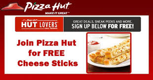 Pizza Hut Lovers E Club Sign Up And Receive Free Cheese Sticks Raining Hot Coupons Restaurant Recipes Famous Spice Recipes Pizza Hut Coupon