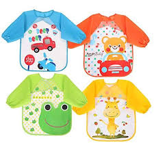 Vicloon Latzchen 3pcs Wasserdicht Baby Latzchen Mit Armeln Cartoon Drucken Lang Armellatzchen Essen Und Play Smock Schurze Babylatzchen Baby Latzchen Mit Armel