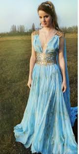 Daenerys Qarth Costume Blue Dress With Belt Thrones Etsy Goddess Dress Fantasy Dress Blue Dresses