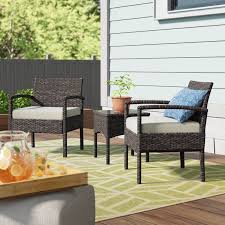 3 Piece 2 Person Seating Group With Cushions Reviews Allmodern Conversation Set Patio Patio Furniture For Sale Patio Furniture