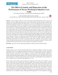 Pdf The Effect Of Anxiety And Depression On The Performance Of Nurses Working In Intensive Care Units