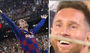 The frenchman arrived at the camp nou from atletico madrid in 2019. Barcelona Fans Notice Lionel Messi Reaction To Antoine Griezmann Glitter Celebration Football Sport Express Co Uk