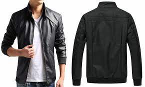 Zshow Men S Casual Leisure Pu Faux Leather Jacket Black Mensjacket Fauxleather Mensblackjacket Brown Jacket Men Mens Black Jacket Slim Bomber Jacket