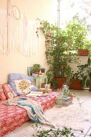 Build a low pallet seat image via: Cozy At My Balcony Floor Seating Boho Floor Boho Seating