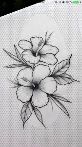 Flowertattoos Illustration Decoration Hibiscus Drawing Designs Flower Tattoo Print Wal In 2020 Pencil Drawings Of Flowers Easy Flower Drawings Flower Drawing