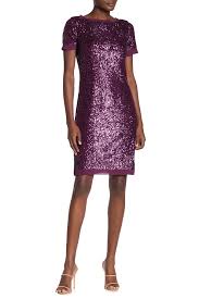 marina sequin chiffon trim sheath dress hautelook