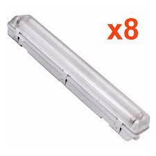 Ces réglettes ou supports pour tubes led t8 sont destinés à accueillir un tube led t8 de 120cm. Pack De 8 Reglettes Led Etanches Doubles Pour Tubes Led T8 120cm Ip65 Boitier Vide