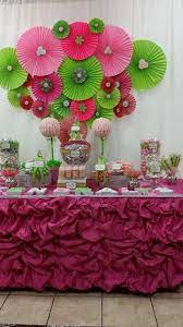 Pink And Green Baby Shower Party Ideas Photo 4 Of 8 Green Baby Shower Baby Shower Party Planning Baby Shower Decorations