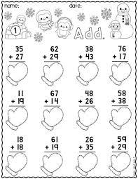 Snowman Math Worksheets Print Go Two Digit Addition Printables Winter In 2020 Math Worksheets Addition Printables First Grade Math Worksheets