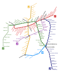 La línea l4 de metro (dirección: Santiago U Bahn Karte Chile