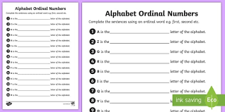 System.out.println(position of letter +letter+ in alphabet is: Alphabet Ordinal Numbers Worksheet