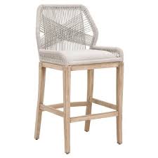 Lorry Modern Classic Beige Upholstered Stone Wash Mahogany Bar Stool Grey Bar Stools Bar Stools Counter Stools