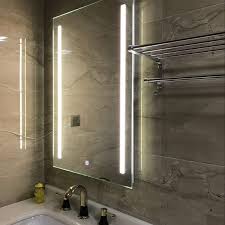 Waterproof Wall Mount Led Lighted Bathroom Mirror Vanity Defogger 2 Vertical Lights Rectangular Touch Light Mirror Bath Mirrors Led Mirror In Shop Customized Led Mirrors In India