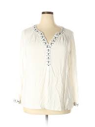 Details About Spense Women Ivory Long Sleeve Blouse 1x Plus