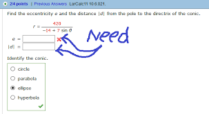 For infinite eccentricity we get a line. Find The Eccentricity E And The Distance D From The Chegg Com