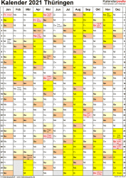 Kalender.com für termine, geburtstage und die urlaubsplanung. Kalender 2021 Thuringen Ferien Feiertage Pdf Vorlagen