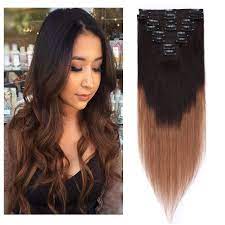 Basically, they may look somewhat similar, but not the same. Amazon Com Ombre Clip In Hair Extensions Dark Brown Ombre Light Brown 14 24 Inch Remy Human Hair For Women 8pcs 18 Clips Full Head Soft Straight Hair 18 70g 2 6 Beauty