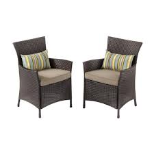 Hampton Bay Tacana Stationary Wicker Outdoor Dining Chair 2 Pack Frs50421h 2pk The Home Depot Outdoor Dining Chairs Small Patio Furniture Outdoor Furniture Sets