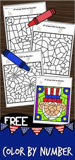 American symbols for kids themed worksheets Free 4th Of July Color By Number Printable Worksheets