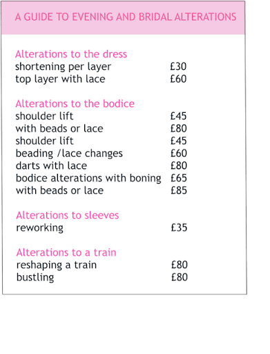bridesmaid dress alteration cost in uk