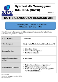 Interruption of water supply district: Notis Gangguan Bekalan Air Berjadual Satu Daerah Kemaman
