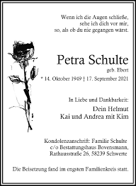 Traueranzeigen von Petra Schulte
