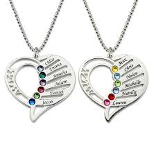 Birthstone Gifts For Mom Honor Your Family With An Engraving And A Birthstone For Each Child On This Birthstone Necklace Birthstone Necklace Mothers Birthstone Necklace Engraved Hearts