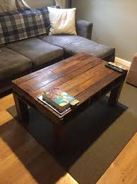 From the moment i saw those great legs i had to repurpose it! Wood Pallet Coffee Table With Storage