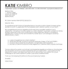 Claims Assistant Cover Letter Sample Cover Letter Templates Examples