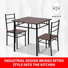 1 x bar table #sb11am in black & white checkers (36 round) 4 x bar stools #l58 in baron white or baron black (30) accro. Dining Table And 2 Chair Set Retro Industrial Wooden Desk Metal Real Au Seller Ebay