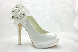 Fashion White Platform Satin Peep Toe Bride Shoes Bride Shoes White Bridal Shoes Stiletto Heels