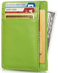 Alexander mcqueen croc embossed leather card holder. Card Case Rfid Protected Genuine Leather Front Pocket Slim Wallet Credit Card Holder With Id Window By Kalmore Lime Green Buy Online In Dominica At Dominica Desertcart Com Productid 59955460