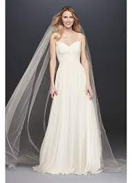 Flowy and flattering, this strapless chiffon maternity wedding gown keeps your bump comfy and your day glam. Ruched Bodice Chiffon A Line Wedding Dress David S Bridal