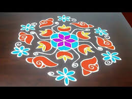 Colourful Lotus Rangoli With 16 X 2 X 2 Dots Louts Flower Rangoli Fashion World Youtu Rangoli Designs Colorful Rangoli Designs Free Hand Rangoli Design