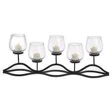 Modern outdoor accessories and decor. 22 X 8 Decorative Iron 5 Tealight Candle Holder Black Danya B Target
