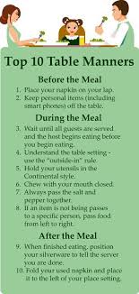 Very Helpful Table Manners Tips Ten Great Table Manners Rules Everyone Needs To Know Plus Every Dining Etiqu Table Manners Dining Etiquette Table Etiquette