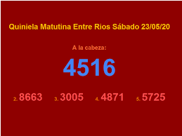 El primero sortea a las 11.30. Resultados Quiniela Entre Rios Matutina Del Dia Sabado Veintitres De Mayo Del 2020