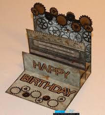 Make someone's day extra special with a personalized, printable birthday card you can send out or share online. Tracy Says Gears Male Birthday Card Embossed Cards Birthday Cards For Men Steampunk Cards