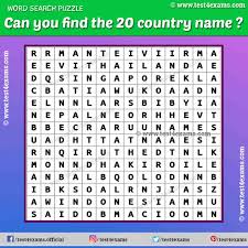 Find the word puzzle in picture. Find 20 Country Name From Word Puzzle Fun Puzzles Test 4 Exams