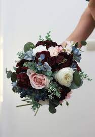 She made sure to send me progress photos as she was customizing them and. Round Bridal Bouquet Burgundy Navy Blue Blush Pink Flowers Etsy In 2021 Flower Bouquet Wedding Winter Wedding Flowers Navy Wedding Flowers