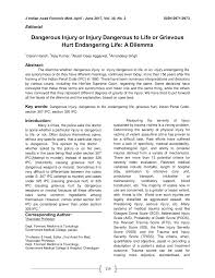 Pdf Dangerous Injury Or Injury Dangerous To Life Or Grievous Hurt Endangering Life A Dilemma