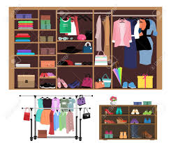 Flat Style Concept Of Wardrobe For Women Stylish Closet With Royalty Free Cliparts Vectors And Stock Illustration Image 101661985