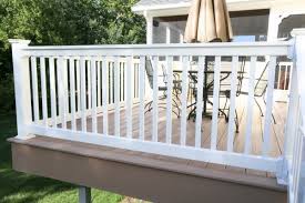 Unlike wood, they won't crack, splinter or rot. Conrad Vinyl Railing Std Baluster 7 8 X1 1 2 42 H X 6 W Stair Section Garbrella Pergolas