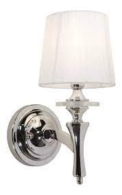 One Light Chrome White Silk Ribbon Shade Bathroom Sconce Wall Lights Chrome Sconce Bathroom Sconces