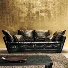 Gold Leaf Design Ideas Pictures Remodel And Decor Golden Wall Golden Living Room Gold Painted Walls