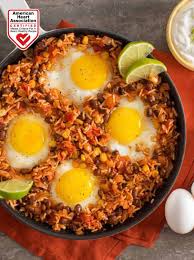 One Skillet Mexican Rice Bean Baked Eggs American Egg Board