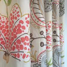 Gorgeous Floral Linen In Cream Coral Grey And Apple Green Available By The Curtains Coral Decor Fabric