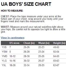 Under Armour Youth Size Chart