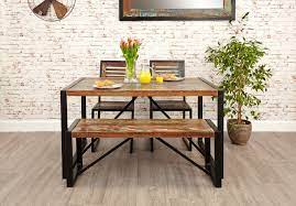 Table made of solid wood and acacia veneers. Baumhaus Urban Chic Dining Table With 2 Chairs And Bench Cfs Furniture Uk